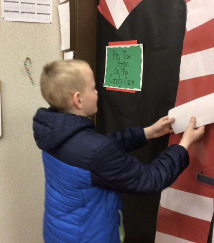Pin the stripe on the candy cane