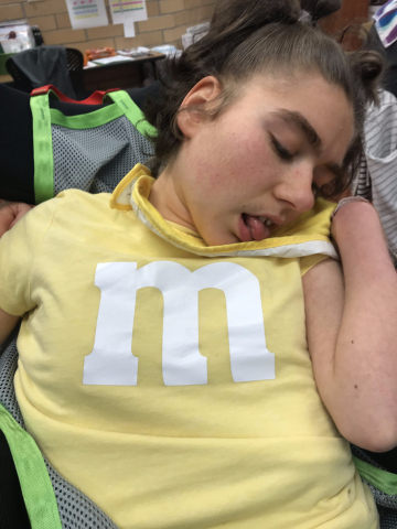 Child in M&M shirt