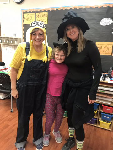 witch with her cat and minion