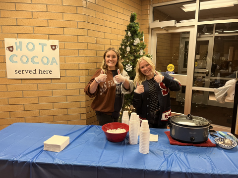 student council serving hot chocolate